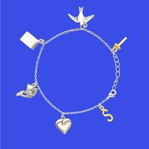 Inspired by Taylor Swift’s “Speak Now” bracelet; silver plated charm bracelet